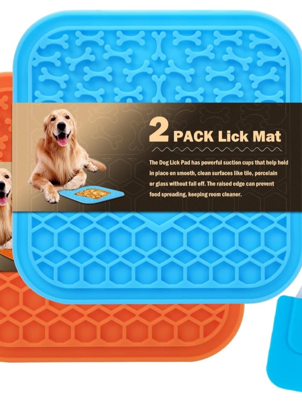 Lick Mat for Dogs - Slow Feeder Licking Mat with Suction Cups for Peanut Butter,